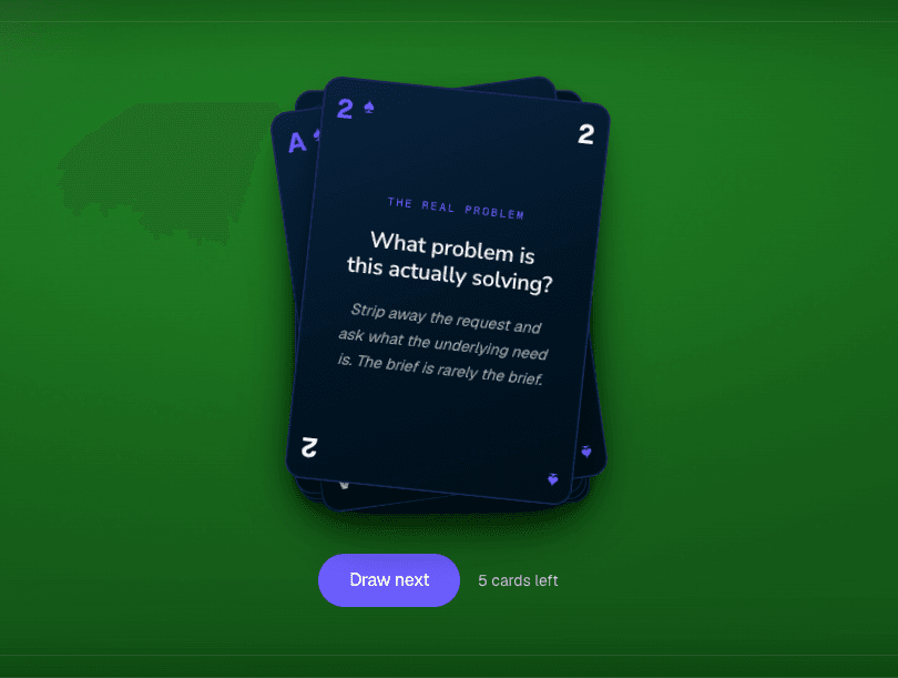 The Capizzi Clarity Cards — a strategic prompt deck with a draw-next interaction